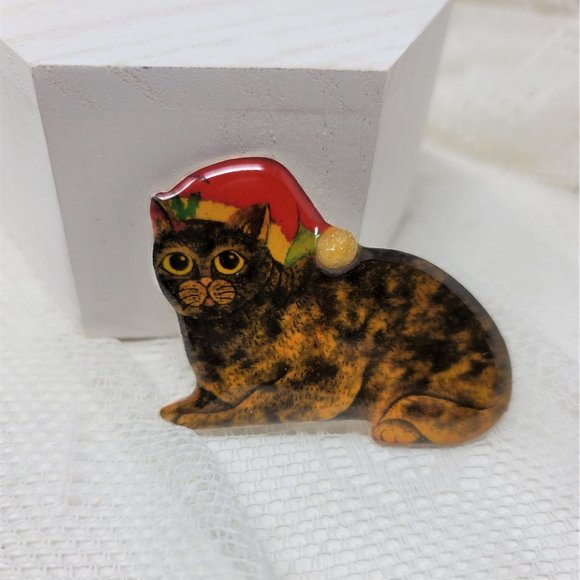 Sweet Little Santa Kitten Cat Kitty Pin Brooch - Picture 2 of 8